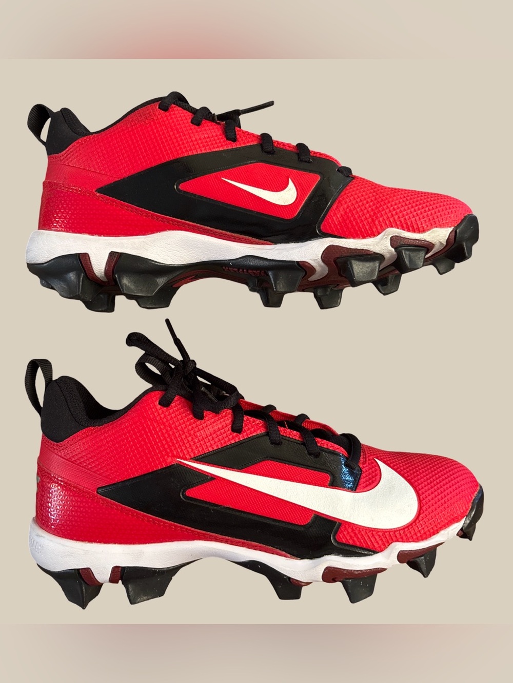 Nike Alpha Menace 4 Shark Football Cleats Red Black White FQ4012-600 SZ 5Y
